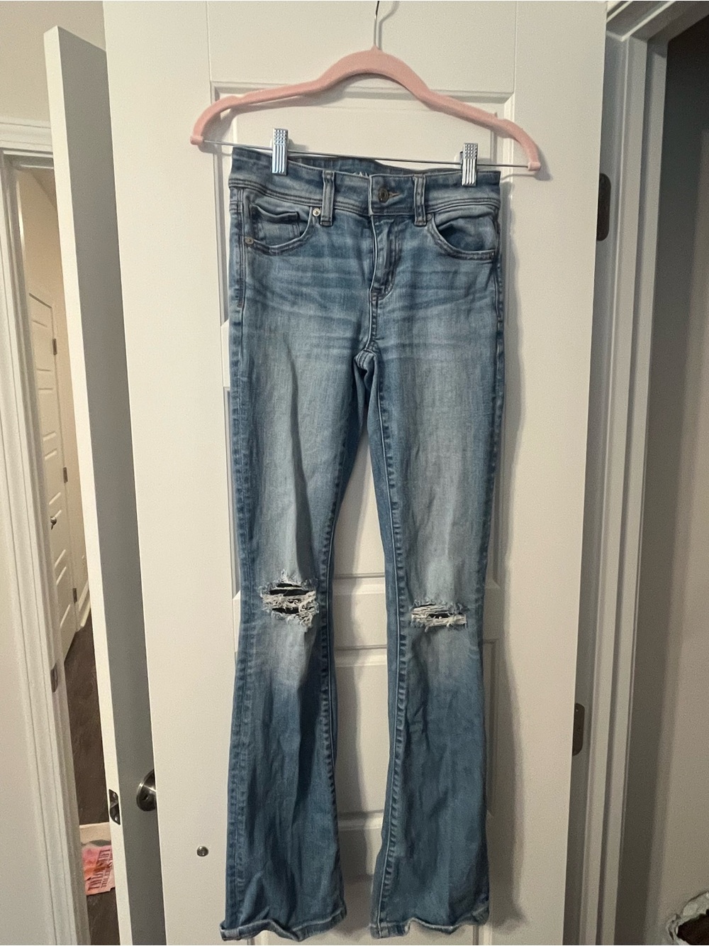 American Eagle Light Blue Distressed Bootcut Jeans